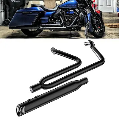 Pro 2 Into 1 Black Exhaust Pipe W/ 4  Muffler Fit 1995-2016 Harley Touring 08B • $499.99