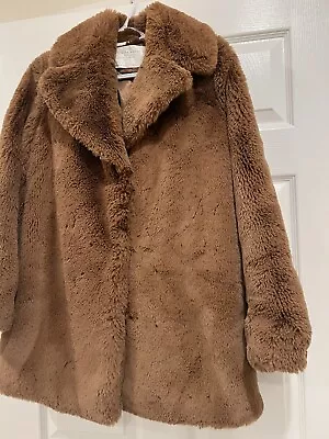 $60 • Buy Luxurious ZARA WOMAN LONG SLEEVED BROWN TEDDY BEAR. FAUX FUR COAT SIZE M