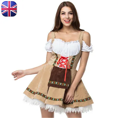 Ladies Oktoberfest Beer Wench Costume German Bavarian Dirndl Dress • £22.99