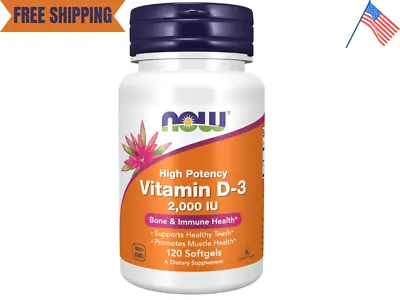 Now Supplements Vitamin D-3 2000 IU 120 Softgels Free Shipping • $8.54