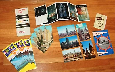 Vintage New York City State Brochure Map Postcard LOT Thruway Cathedral Cruise • $19.94