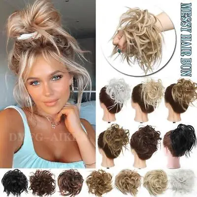 £9.52 • Buy Large Thick Messy Bun Scrunchie Hair Piece Updo False Cover Curly Hair Extension