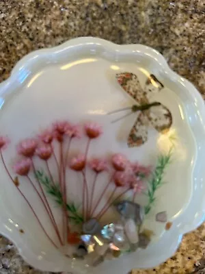 1970s Resin Coasters Straw Flowers Abalone Butterflies Vintage Barware • $22.99