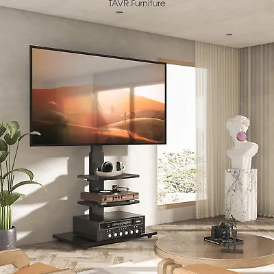 Modern Swivel Floor TV Stand With 2 Shelves Height Adjustable For 32-70 Inch TV • $69.99