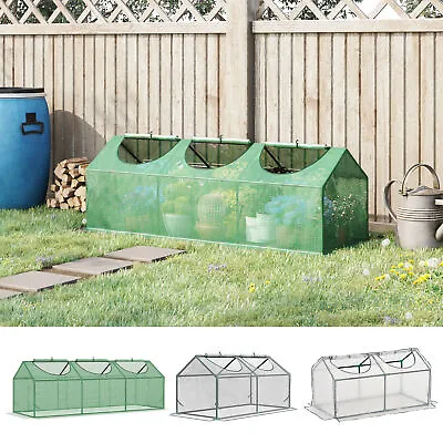 Mini Greenhouse Small Plant Grow House For Outdoor W/ PE Cover Windows • £20.99