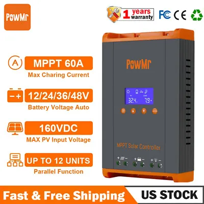 60A MPPT Solar Charge Controller 12V 24V 36V 48V Battery 160VDC Parallel 12 Unit • $95.99