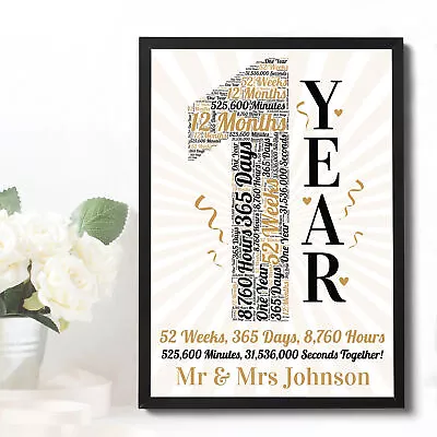 1st 10th 20th 25th 50th Anniversary Gift Personalised Wedding Anniversary Mr Mrs • £6.99