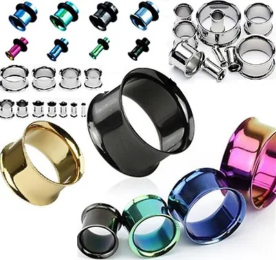 1x Double Flare Flesh Tunnel Steel Titanium Anodised Ear Plug Expander Stretcher • £3.49