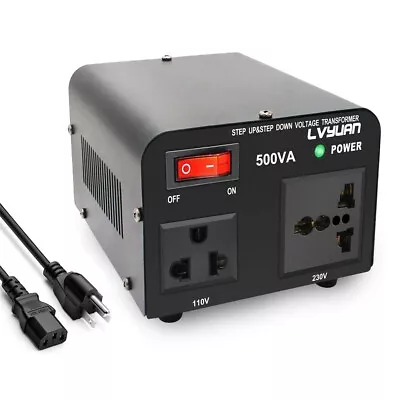 500W Voltage Converter Transformer 220V To 110V 110V To 220V Step Up Down Black • $39.99