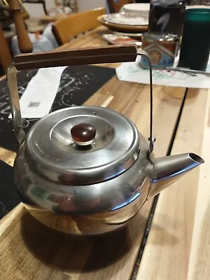 Mid-century Modern Rostfrei Stainless Steel Wood Handle Tea Kettle/Water Teapot • $12