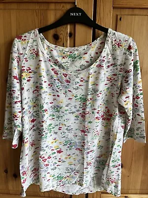 Fat Face White Floral Cotton Three Quarter Sleeved T Shirt/ Top Size 14 • £1