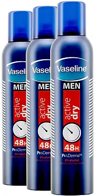 Vaseline Men Active Dry Anti-Perspirant Deodorant Spray 250ml X 3 • £13.57