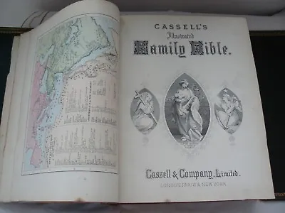 £69.99 • Buy Antique Cassell's Illustrated Family Bible C1880s. Leather Cover. Brass Clasps 