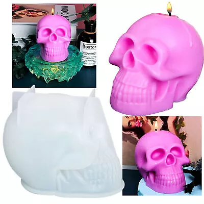 Silicone 3D Halloween Skull Candle Making Mold Aromatherapy Soap Wax Resin Mould • $11.99