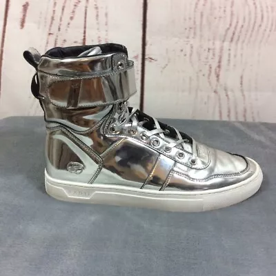 Radii Vertex Liquid Silver Patent Leather Sneakers Men's Size 8 High Tops Shoes • $60