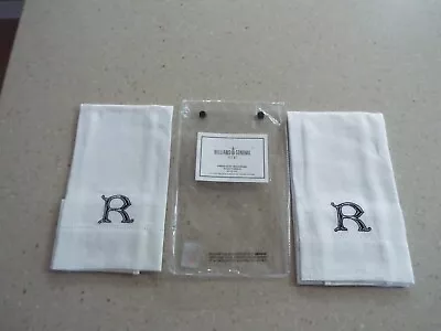 NEW WILLIAMS SONOMA 100% Linen Guest Towels Embroidery Monogram R Machine Wash • $13