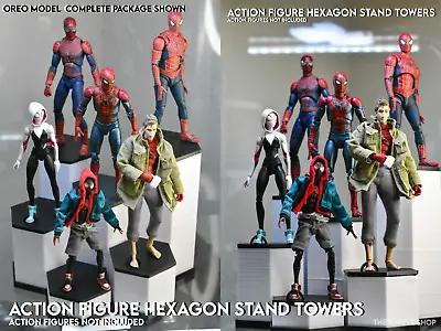 Action Figure Hexagon Stand Towers For Display 1/12 Fits ML SHF MAFEX MCFARLA • $17