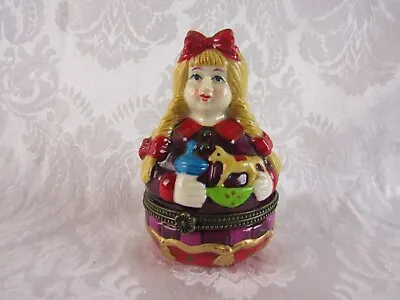Villeroy & Boch Ornate Porcelain Christmas Girl Trinket Box • $7.50