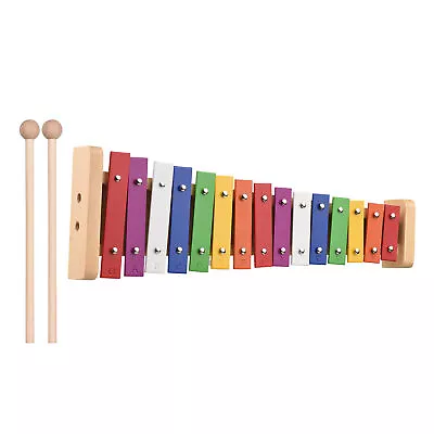 15 Note Glockenspiel Xylophone Wooden Base Colorful  Bars With 2 O8Q8 • $33.92