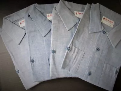 4 Vintage Chambray Shirts Size Medium Deadstock Prison Work Military • $80