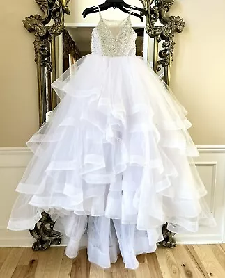 Beauiful White Puffy Pageant Queen/Holy Commuion Dress Girls Size 11-12 • $300