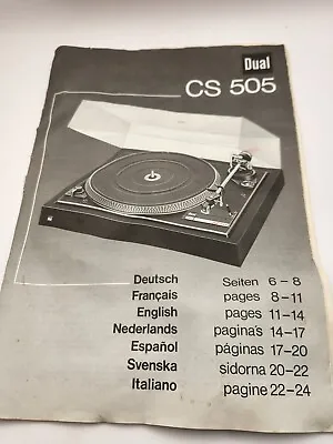 Vintage Dual CS 505 Turntable Pull Out Manual Booklet • $34.95