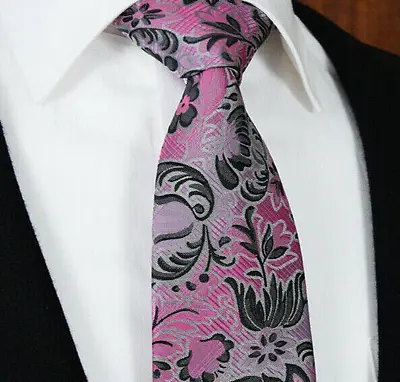 Pink Floral 8.Tie NEW Paisley Wedding Groom Grey Black Silver Silk Pr21 Gift UK • £5.57