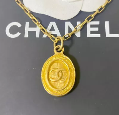 Chanel Necklace Coco Mark Vintage Ellipse Gold Logo 2 • £288.89