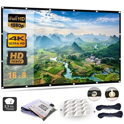 $34.76 • Buy 100-150  Foldable Projector Screen Portable Outdoor Home Movie Cinema 16:9 1080P