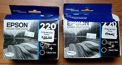 EPSON 220 PRINTER INK ~ BLACK ~ 2 Packs Of 2 Cartridges Each For A Total Of 4 • $10.99