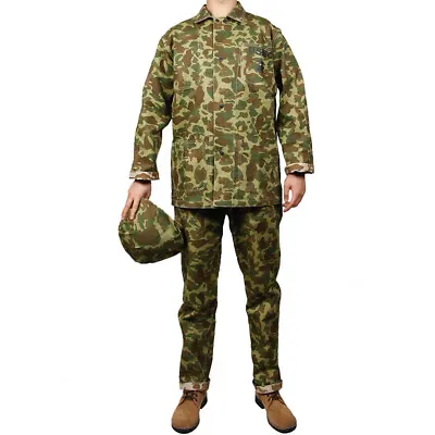 WW2 US USMC HBT Pacific Camouflage Uniform Army Set Cotton (NO ShoesNO Helmet） • $99.99