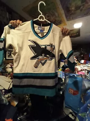 VTG Starter  San Jose Sharks  NHL STITCHED  Jersey Boys L / XL Blank Back Hockey • $60