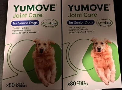 2 X YuMOVE JOINT CARE FOR SENIOR  DOGS - 80 TABLETS X 2 EXP:04/25 NEW & UNOPENED • £34.95
