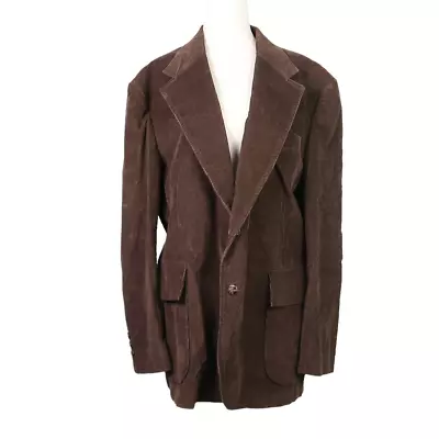 Vintage 70s Levi's Panatela Dark Brown Corduroy Blazer Jacket Mens 46R • $48