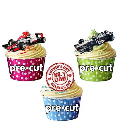 Fathers Day F1 Formula 1 Themed Precut Edible Cup Cake Toppers Decorations Dad  • £4.75