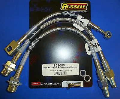 Russell 693000 Stainless Steel Braided Brake Line Hose Kit Mustang 1979-1986 • $79.98