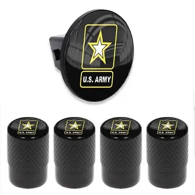 Tow Hitch Cover Insert Plug For Truck & SUV + VALVE CAPS - US ARMY STAR YELLOW • $13.25