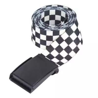 Black White Checkered Military Style Cuttable Belt - Flip Top Design • £5.78