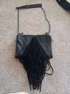 £10 • Buy Topshop Black Fringe Leather Bag