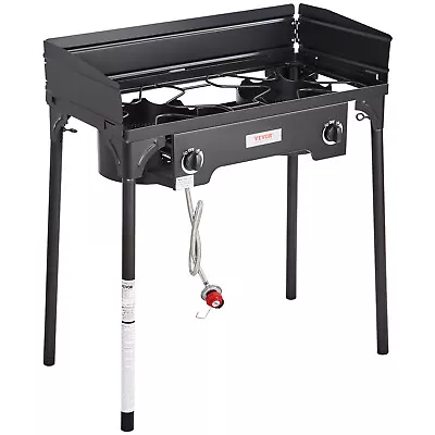 VEVOR Propane Stove 2Burner Gas Outdoor Portable Camping BBQ Grill W/ Windshield • $81.89