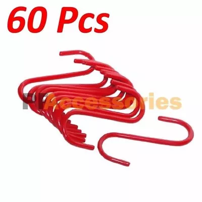 60 Pcs 5  Inch Red PVC Coated Steel S Hooks Hangers For Kitchen Metal Clasp Cup • $20.89