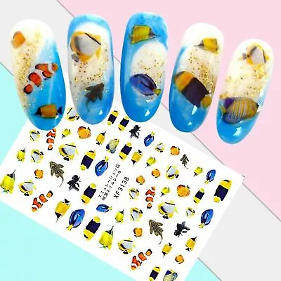 Nail Art 3D Stickers Design Decoration Tips Self Adhesive Tropical Fish XF3138 • $3.19