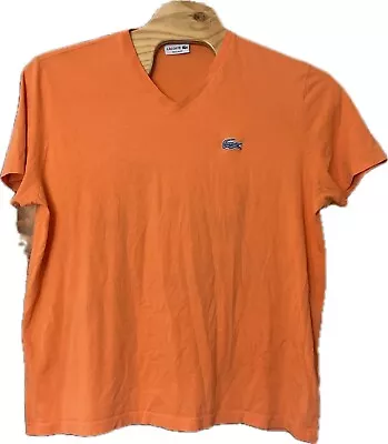 Lacoste T Shirt Mens 4XL FR 9 Orange Big Blue Tennis Croc Short Sleeve Cotton • $14.99