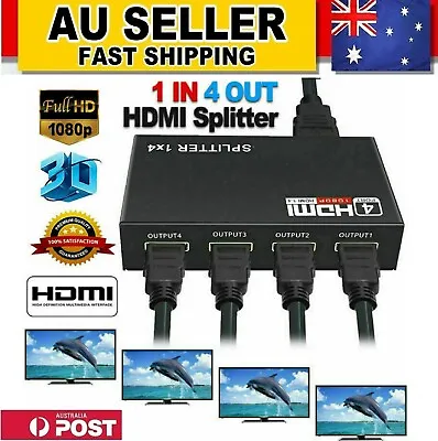 4k 3D 1080p 1 IN 4 OUT 1 INPUT 2 OUTPUT HDMI SPLITTER 4 WAY SWITCH BOX HUB • $21.99