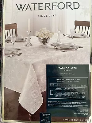 Waterford Home Oblong Jacquard Tablecloth Nappe 70  X 104  White/Gold Metallic • $49.50