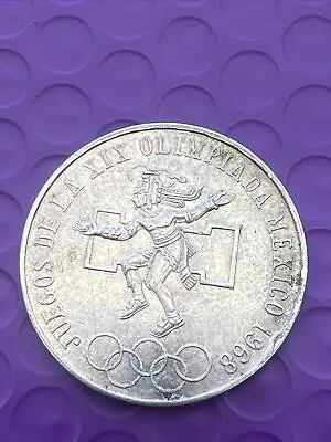 ❤️ 1968 Mexico ESTADOS UNIDOS MEXICANOS Silver 25 Pesos • $16.14