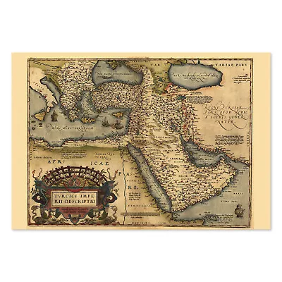 Middle East 1570 Orbis Terrarum Historic Ortelius Map -Classic Vintage Art Print • $25.49