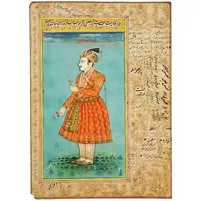 Antique Indo Persian Mughal Painting W Manuscript • $2000
