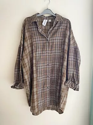Collusion Brown Plaid Shirt Dress Size 8 • £6