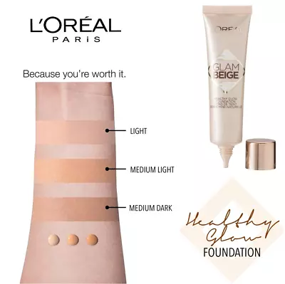 L'Oreal Glam Beige Healthy Glow Foundation SPF 20 30 ML Choose Shade Below • £6.99